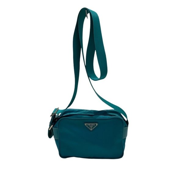 PRADA Nylon Shoulder Bag Pochette BT0658 Turquoise (TURCHOSE) Guarantee Card Inc - Picture 1 of 10